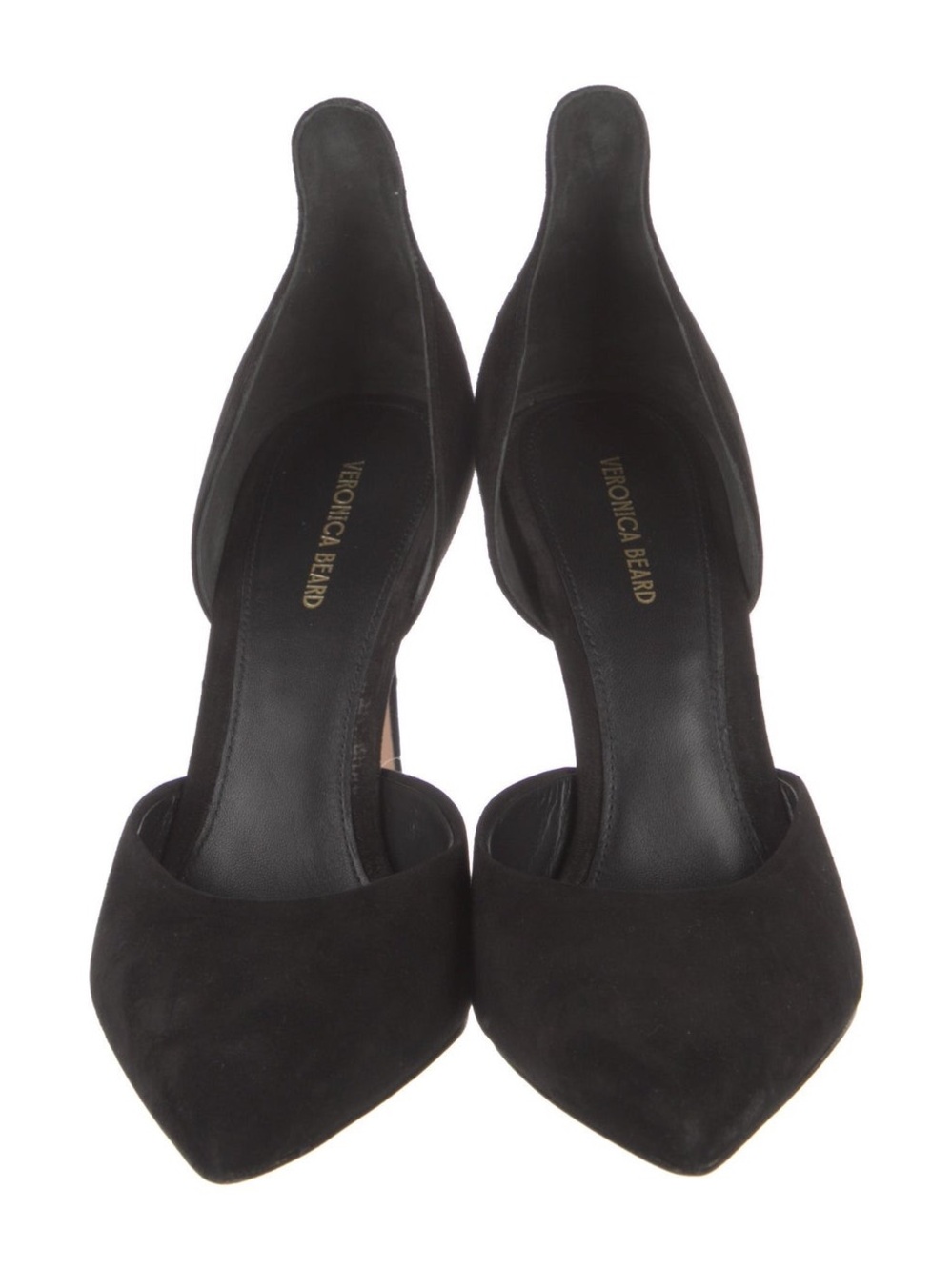 Black Suede Pointed-Toe d’Orsay Stiletto Pumps Size 8.5